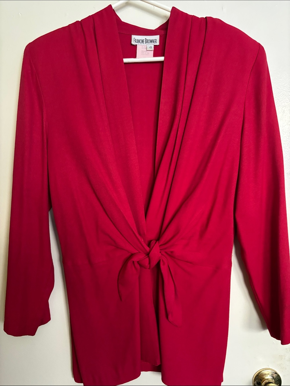VINTAGE Francine Browner Women's Red Tie-Front Blouse